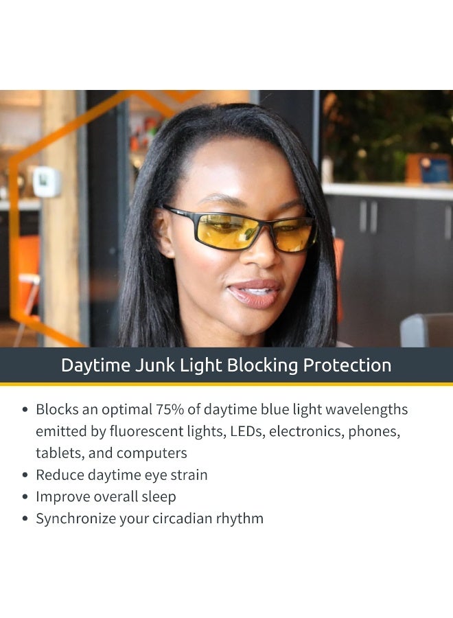 TrueDark Daylights Amber Elite Blue Light Blocking Glasses to Reduce Eye Strain and UV Glare for Increased Energy - Men & Women, Computer Screen, Gaming, TV, Phone - by Dave Asprey - Image 2